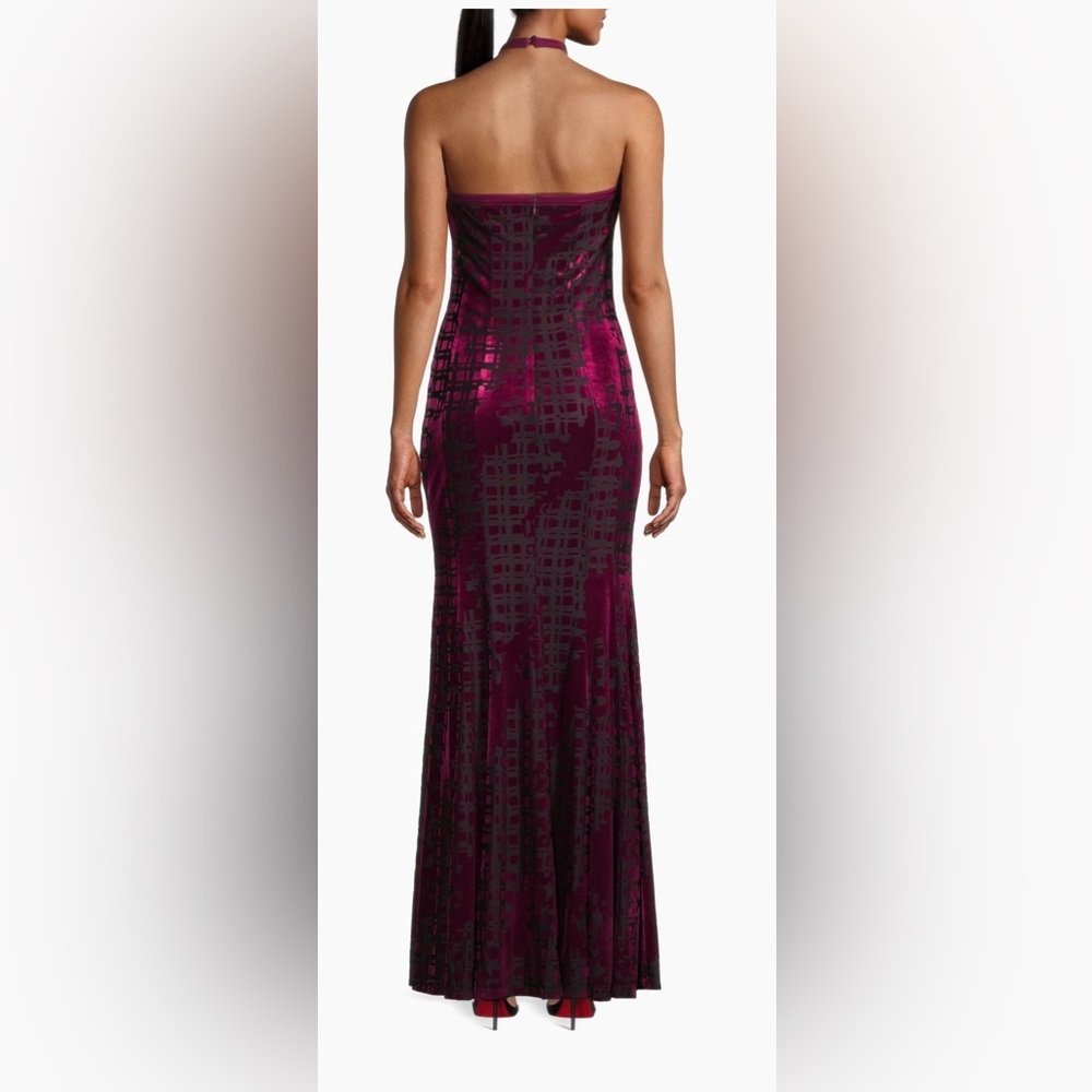 Donna Karan Social Occasion Burnout Velvet Halter neck maxi dress NWT Size 8 - Picture 5 of 14